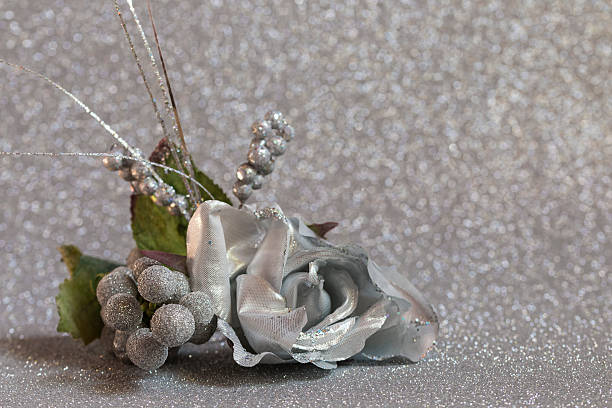 istock Christmas ornaments in a silver background 526707863