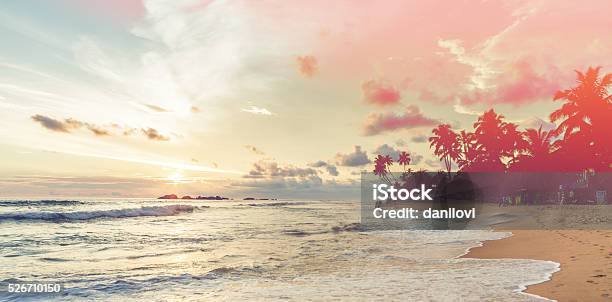 Sunset Over Indian Ocean Stock Photo - Download Image Now - Beach, Vibrant Color, Relaxation