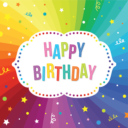 Happy Birthday Greeting Card. Vector colorful festive background.