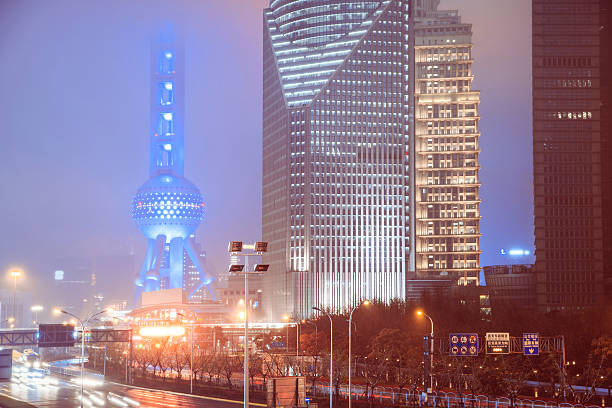 Skyline night view on Pudong New Area, Shanghai