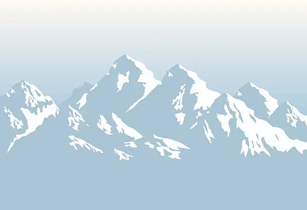 Vector illustration of snowcapped mountains - background