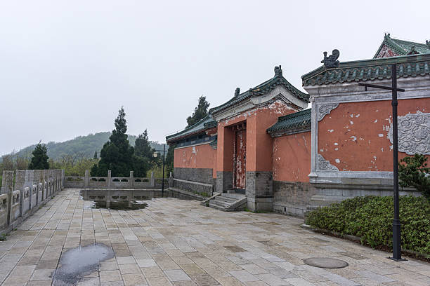 tianmen mountain temple on the top of the mountain. the buddhist temple is built during the tang dynasty. Zhangjiajie, China