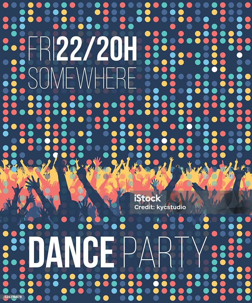 Dance Party Poster Layout for a dance festival with fans. Cheering stock vector