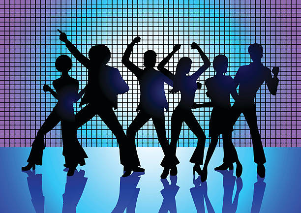 ilustraciones, imágenes clip art, dibujos animados e iconos de stock de personas baile de discoteca - disco