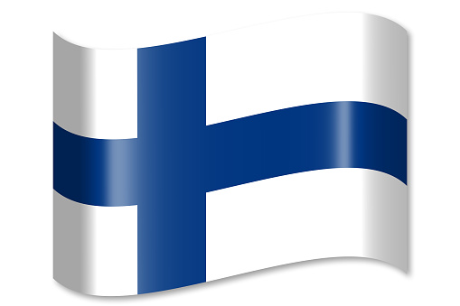 Pennant with flag of finland isolated on white. 3D illustration