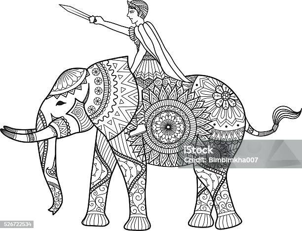 Warrior Riding Elephant Co Stock Illustration - Download Image Now - Elephant, War, Abstract