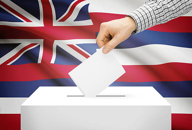 istock Ballot box with national flag on background - Hawaii 526723371