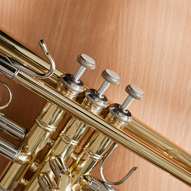 프레그먼트 있는 트럼펫 - close up musical instrument trumpet valve 뉴스 사진 이미지