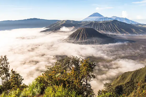 Photo of View over Mount Bromo landscape with clouds