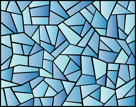 Vector illustration of a stained glass background in shades of blue.