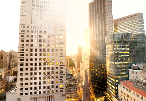 istock Fifth Avenue at sunset, NYC. Aerial View. 526726022