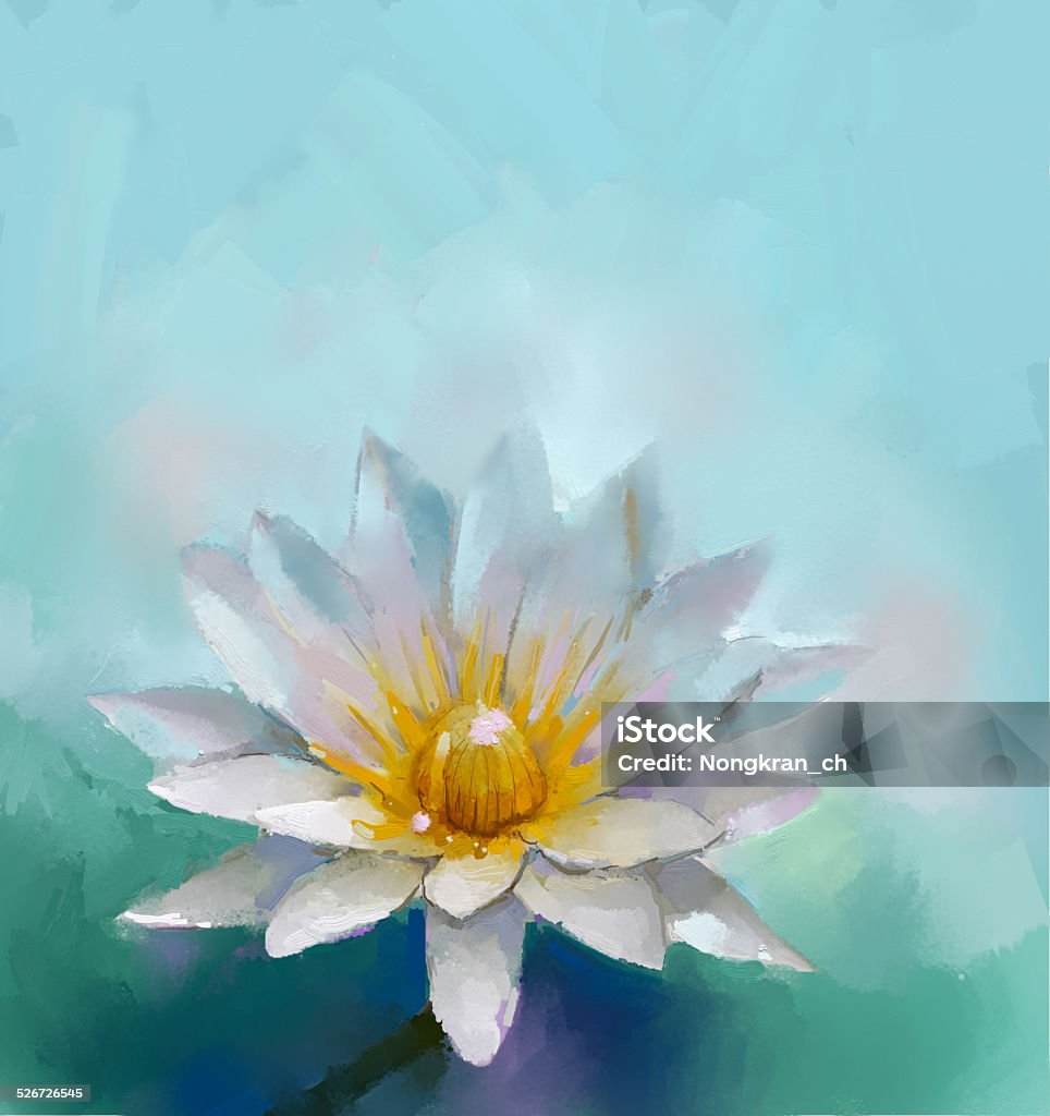 Oil painting of beautiful water lily.Impressionism stye Abstract stock illustration