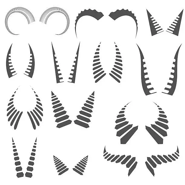 Vector illustration of silhouettes horns