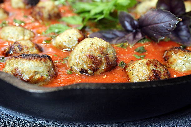 Meatballs In Pasta Sauce stock photo