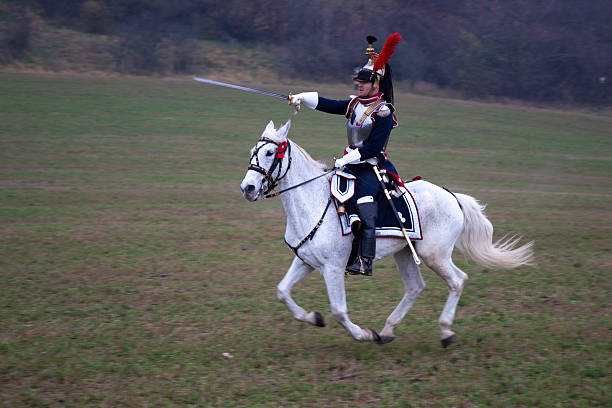 Tvarozna, Czech republic - November 29, 2014: History fan in military costume reenacts the Battle of Three Emperors on November 29, 2014 in Tvarozna, Czech Republic.