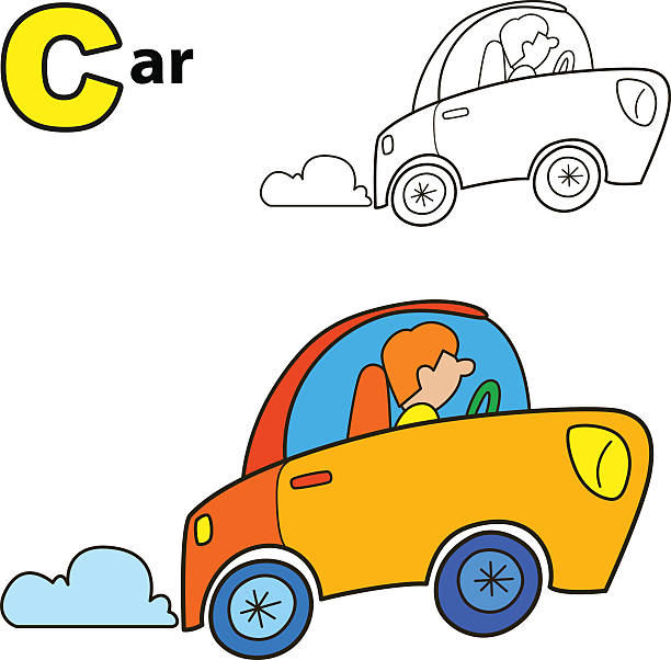 ilustrações, clipart, desenhos animados e ícones de car. livro de colorir página. cartoon ilustração vetorial - comic book blue speed illustration and painting