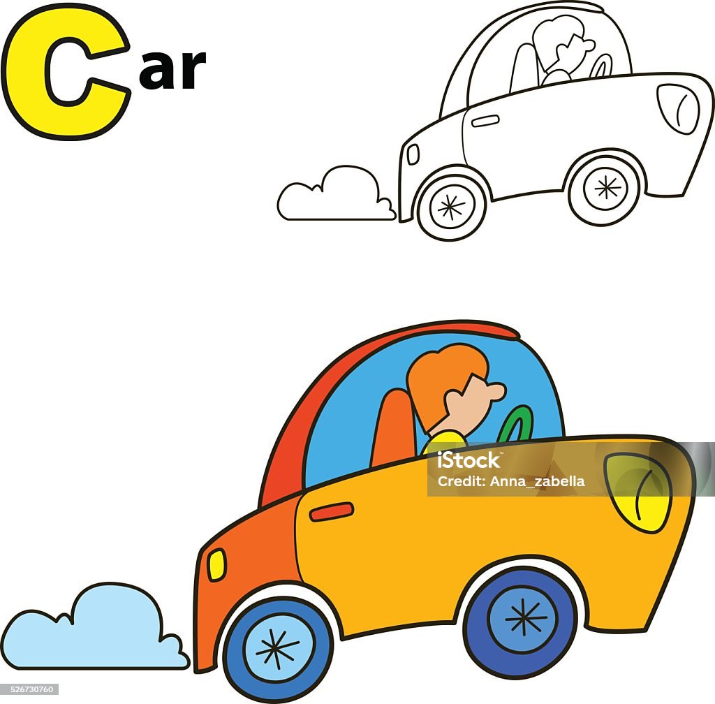 Car. Coloring book page. Cartoon vector illustration Car. Coloring book page. Cartoon vector illustration. Black Color stock vector