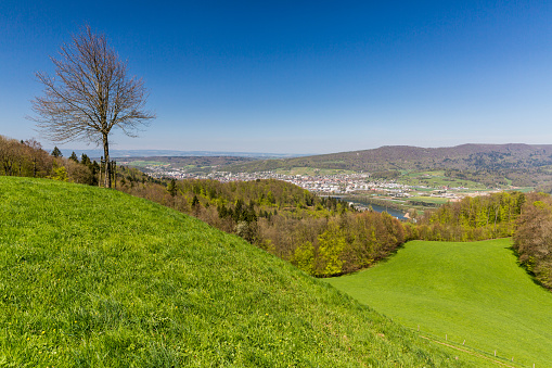Valley of Limmat overlook between Zurich and Baden in the canton of Aargau, Switzerland