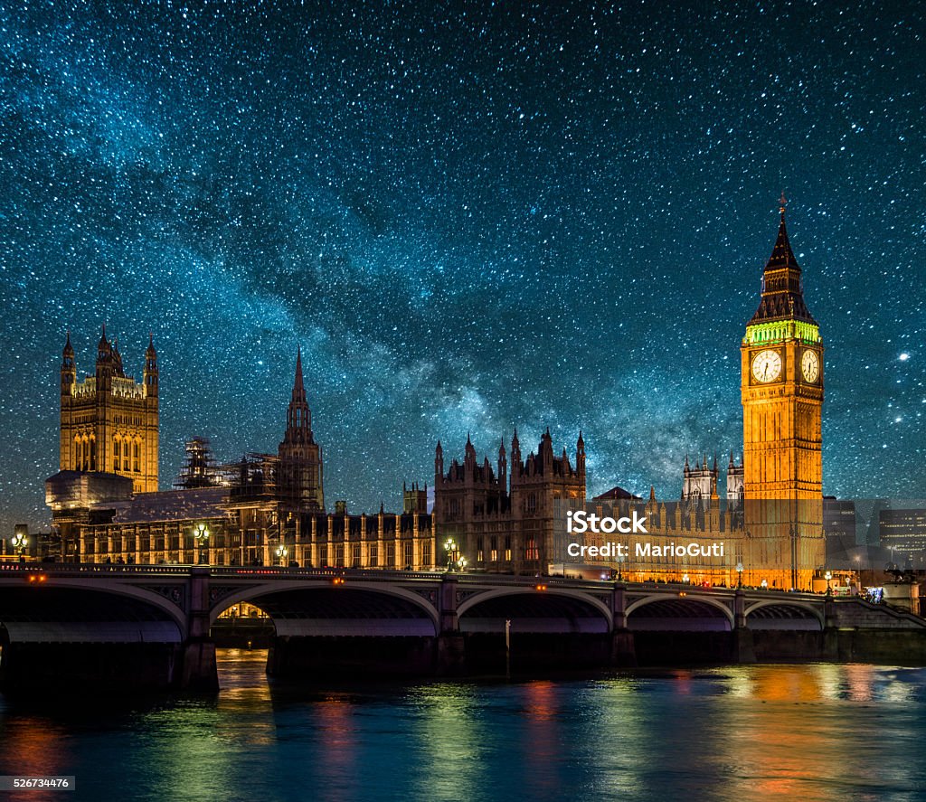 London under the stars The Big Ben / Houses of Parliament London - England Stock Photo