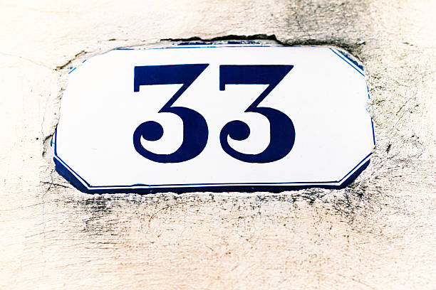 istock Number 33 Street Address Tile  On White Wall 526736274