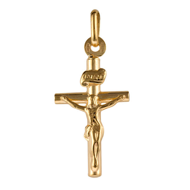 istock Yellow Gold Crucifix Cross religious pendant 526743493