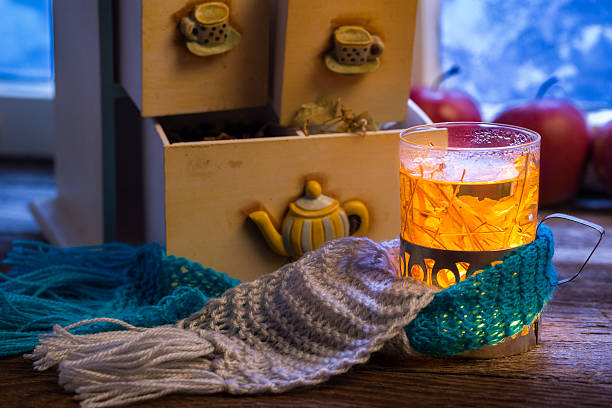 istock Hot tea leaf on a frosty evening 526743735