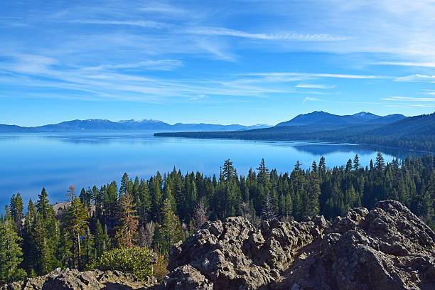 Lake Tahoe A view of the beautiful Lake Tahoe on a clear winter day from the top of Eagle Rock Hike eagle rock stock pictures, royalty-free photos & images