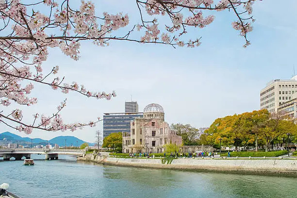 Atomic dome a historical architecture in Hiroshima on a sunny day in spring, Hiroshima Japan