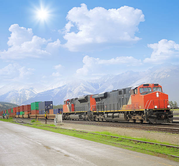 istock Freight train in Canadian rockies. 526748399