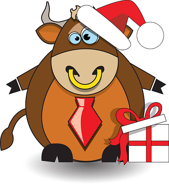 istock Happy christmas bull isolated over white 526760581