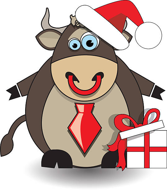 istock Happy christmas bull isolated over white 526760583