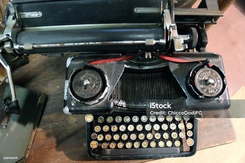 black rusty typewriter used by typists than once ancient black rusty typewriter used by typists than once Alphabet Stock Photo