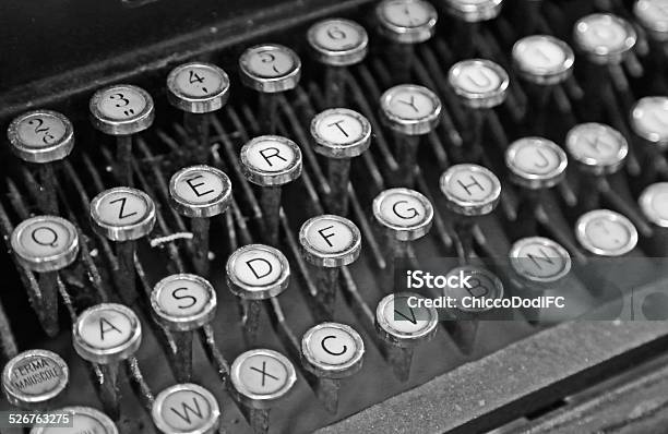 Old Keyboard Of An Old Typewriter Used In The 40s Stock Photo - Download Image Now - Stenographer, Alphabet, Antique