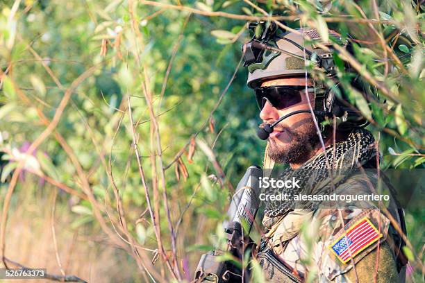 Close Up Of American Soldier In The Bushes Stock Photo - Download Image Now - USA, Armed Forces, Infantry