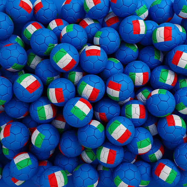 istock Italy football balls (many). 3D render background 526766651