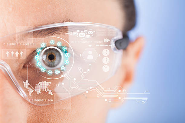 futuristisch smart brille - head mounted display stock-fotos und bilder