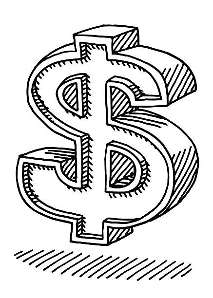 Dollar Currency Symbol 3D Drawing vector art illustration