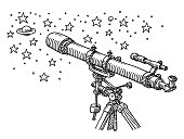 istock Telescope Space Exploration Stars Drawing 526767225