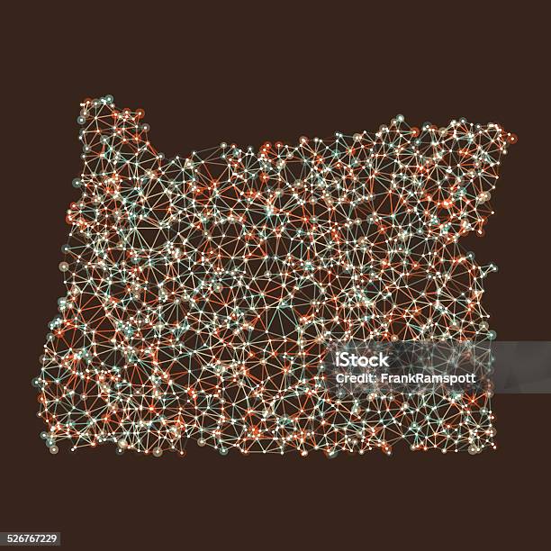 Oregon Map Network Mesh Stock Illustration - Download Image Now - Oregon - US State, Connection, Abstract