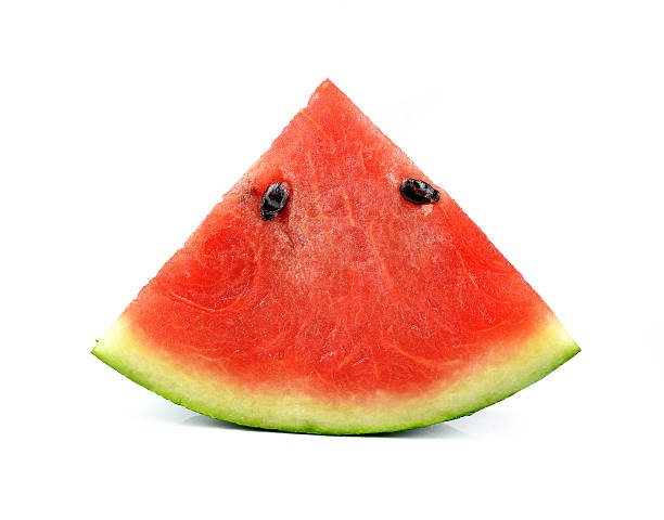 istock Slice of watermelon on white background 526785365