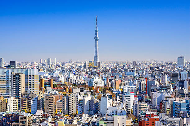 tokio, japón-vista a la ciudad - skytree fotografías e imágenes de stock
