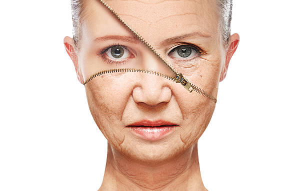 concept skin aging. anti-aging procedures, rejuvenation, lifting, of facial skin beauty concept skin aging. anti-aging procedures, rejuvenation, lifting, tightening of facial skin, restoration of youthful skin anti-wrinkle antiaging stock pictures, royalty-free photos & images