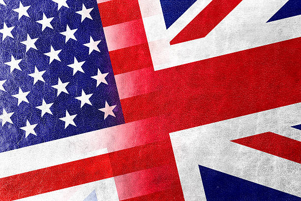 istock USA and UK Flag painted on leather texture 526786407