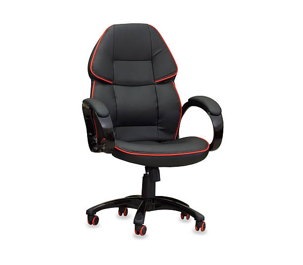 istock The office chair from black leather. Isolated 526788559