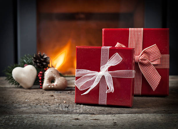 istock Christmas decorations in front of a fireplace 526791725