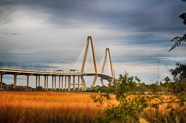 el arthur ravenel jr.  puente que conecta al monte charleston - arthur ravenel fotografías e imágenes de stock