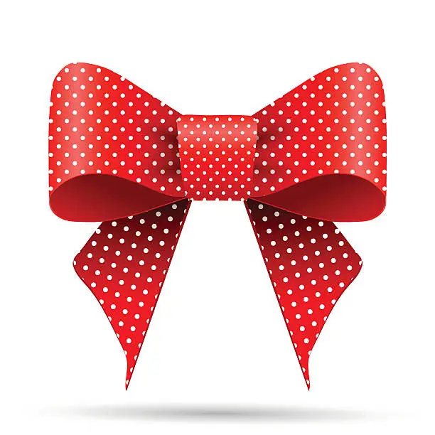 Vector illustration of Red and white polka dot bow