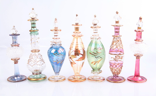 Egyptian Perfume Bottles on white background