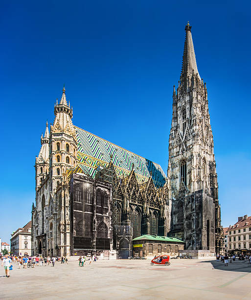 Stephansdom (St. Stephen's Cathedral) in Vienna, Austria Beautiful view of famous St. Stephen's Cathedral (Wiener Stephansdom) at Stephansplatz in Vienna, Austria. st. stephens cathedral vienna photos stock pictures, royalty-free photos & images