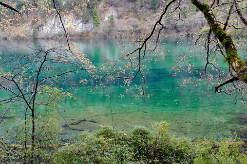 Arrow Bamboo Lake is a shallow lake with a depth of 6 m. It lies at an elevation of 2,618 m, and was a main feature site for the 2002 Chinese film Hero.